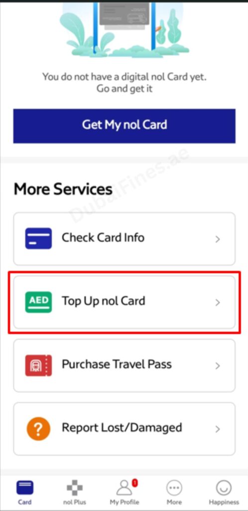 Top Up nol Card